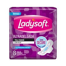 Toallas Femeninas Ladysoft Ultra Delgada Tela Suave 8 U